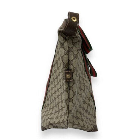 Authentic Gucci XL Travel Tote Supreme Web Canvas Boston Bag Duffle Sherry Purse - Picture 4 of 12